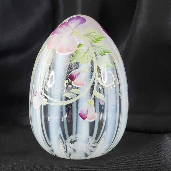 Fenton Art Glass Hand Painted Egg Limited Edition French Opalescent Milk glass - Picture 5 of 16